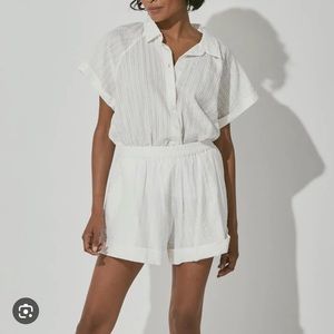 NWOT Cleobella white matching shorts set